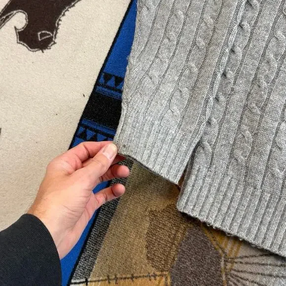 Vintage L.L. Bean Men's Lambs Wool Fisherman Sweater Cable Knit Size Small Gray - Picture 4 of 7